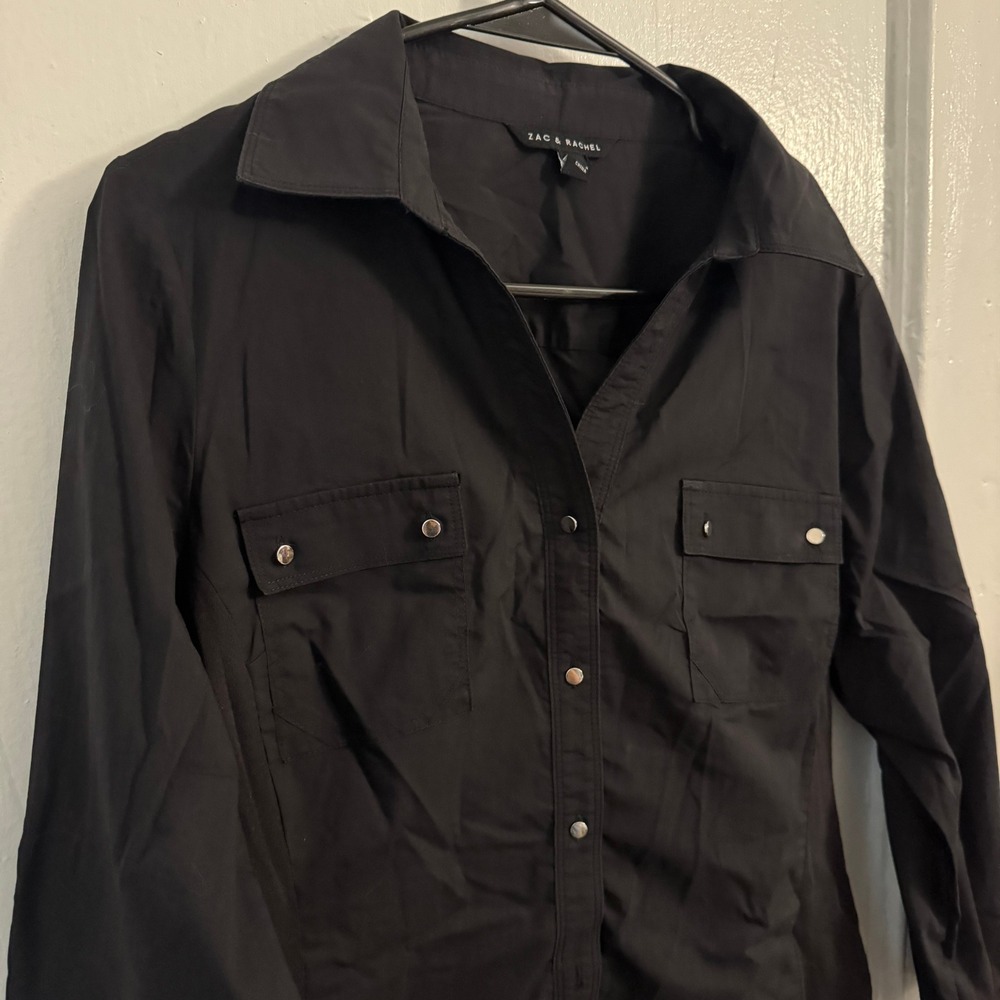 Chic Black M Shirt Cotton Elevated Basic Minimali… - image 4